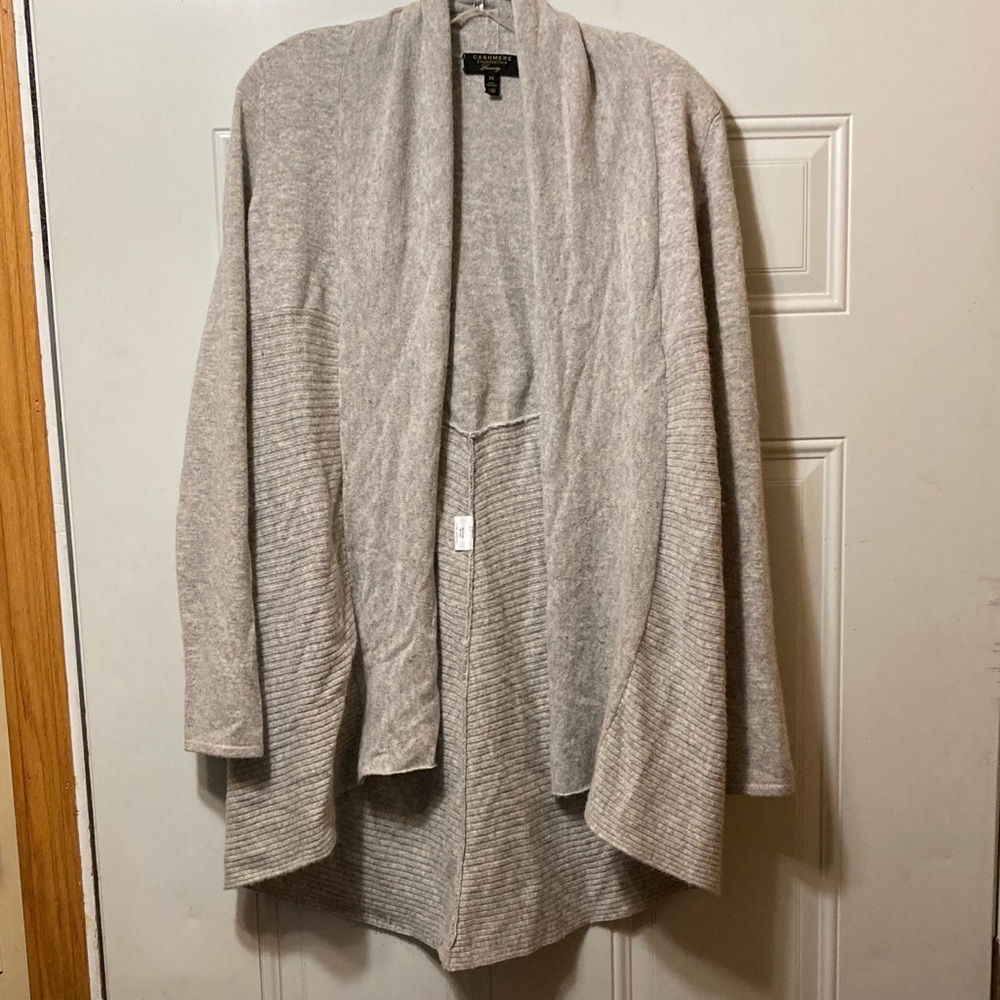 Charter Club Light Gray Open Front Cashmere Cardigan XS
